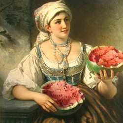 Jigsaw puzzle: Girl with watermelon