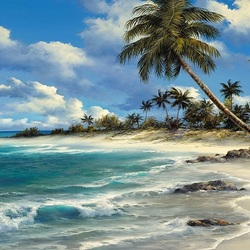 Jigsaw puzzle: Palm trees on the coast