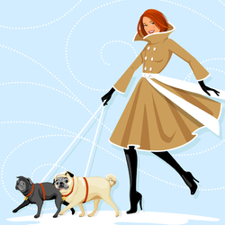 Jigsaw puzzle: Fashionista and two pugs