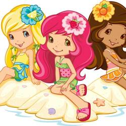 Jigsaw puzzle: Charlotte Strawberry Shortcake with her friends on the beach