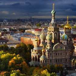 Jigsaw puzzle: Panorama of St. Petersburg. Savior on Spilled Blood