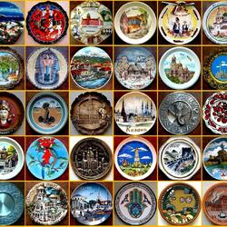 Jigsaw puzzle: Cities and countries on plates