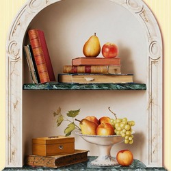 Jigsaw puzzle: Still life with books in a niche