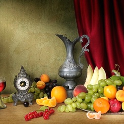 Jigsaw puzzle: Still life with silver dishes and fruits