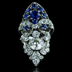 Jigsaw puzzle: Ring with sapphires and diamonds