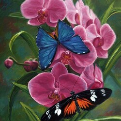 Jigsaw puzzle: Butterflies and orchid