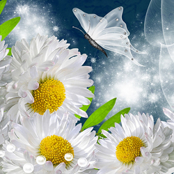 Jigsaw puzzle: Flowers and butterfly