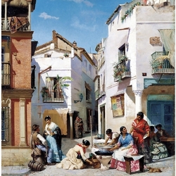 Jigsaw puzzle: Donut vendors on the corner in Seville