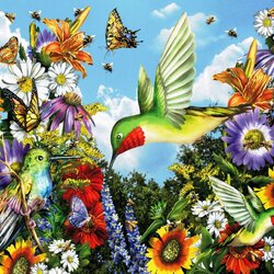 Jigsaw puzzle: Summer paints. Hummingbird