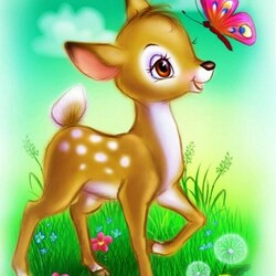 Jigsaw puzzle: Fawn and butterfly