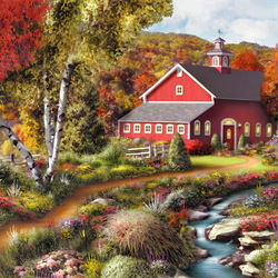 Jigsaw puzzle: House by the stream