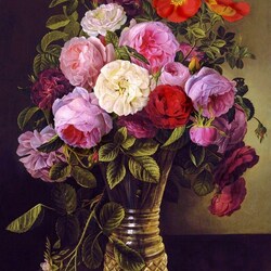 Jigsaw puzzle: Flowers in a glass vase