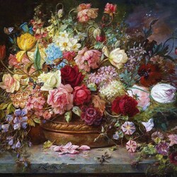 Jigsaw puzzle: A bouquet of flowers in a pots