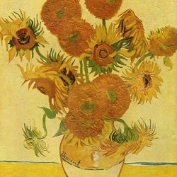 Jigsaw puzzle: Vase with fifteen sunflowers