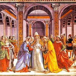 Jigsaw puzzle: Fresco The Betrothal of Mary in the Tornabuoni Chapel