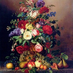 Jigsaw puzzle: Still life with different fruits, berries and flowers