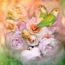 Jigsaw puzzle: Parrots and roses