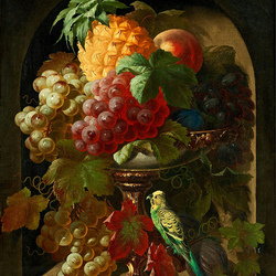 Jigsaw puzzle: Still life with fruit and bird