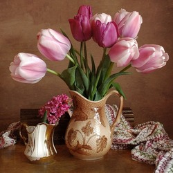 Jigsaw puzzle: Still life with tulips and hyacinths