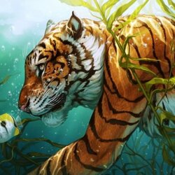 Jigsaw puzzle: Tiger underwater