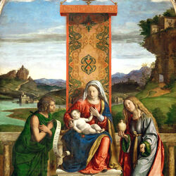 Jigsaw puzzle: Madonna and Child with Saints John the Baptist and Mary Magdalene