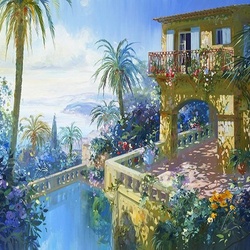 Jigsaw puzzle: House and palms