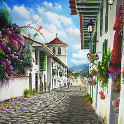 Jigsaw puzzle: The street leading to the mountains