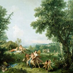 Jigsaw puzzle: Landscape with the teaching of Bacchus