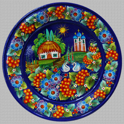 Jigsaw puzzle: Petrikov painting on plates