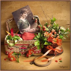 Jigsaw puzzle: Girl with Japanese quince