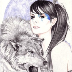 Jigsaw puzzle: Girl and wolf