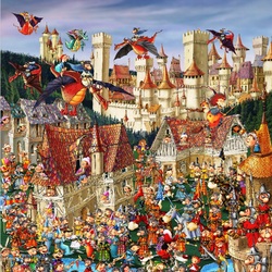 Jigsaw puzzle: Gathering of fairytale heroes