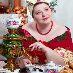 Jigsaw puzzle: Russian tea drinking