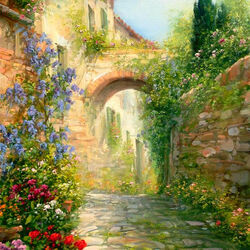 Jigsaw puzzle: Blooming Tuscan street
