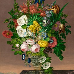 Jigsaw puzzle: Bouquet of flowers in a crystal vase