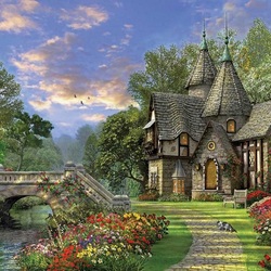 Jigsaw puzzle: Old cottage by the water