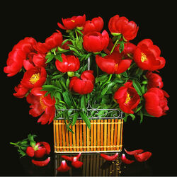 Jigsaw puzzle: Red peonies