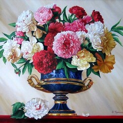 Jigsaw puzzle: Peonies in a blue vase