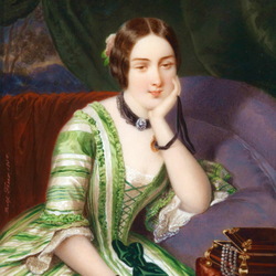 Jigsaw puzzle: Portrait of a young woman in a green dress