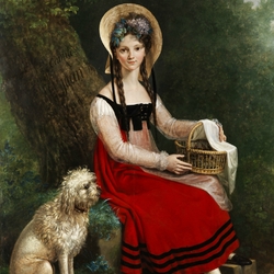 Jigsaw puzzle: Girl with a poodle
