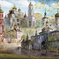 Jigsaw puzzle: Temples, cathedrals and monasteries in the city of Dmitrov