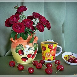 Jigsaw puzzle: Roses and cherries