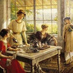 Jigsaw puzzle: Ladies with a cup of tea