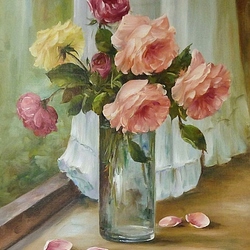 Jigsaw puzzle: Bouquet of roses in a vase
