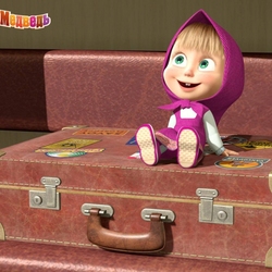 Jigsaw puzzle: Masha on a suitcase