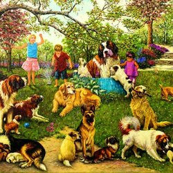 Jigsaw puzzle: Children and their pets