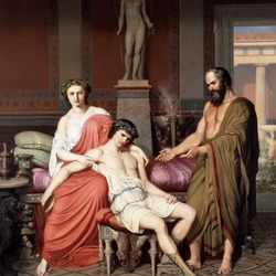 Jigsaw puzzle: Socrates grumbling at Alcibiades in the courtesan's house