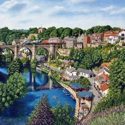 Jigsaw puzzle: Landscape with a railway bridge
