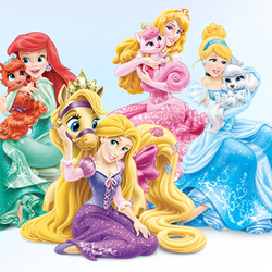 Jigsaw puzzle: Princesses with pets