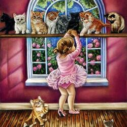 Jigsaw puzzle: Girl and cat